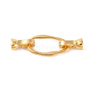 Brass Fold Over Clasps, Oval, Real 18K Gold Plated, 40mm, Hole: 4mm(KK-U016-22G)