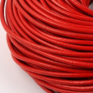 Leather Beading Cord, Cowhide Leather, DIY Necklace Making Material, Red, 3mm, about 109.36 yards(100m)/bundle(WL-A002-1)