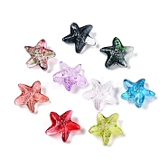 Gradient Color Baking Paint Transparent Glass Beads,  Starfish, Mixed Color, 14x15x7mm, Hole: 1~1.2mm(X-DGLA-N005-09)