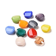 Imitation Jade Glass Beads, Flat Round, Mixed Color, 14x6.5mm, Hole: 1.2mm(GLAA-WH0029-03)