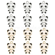 12Pcs 2 Colors Alloy Enamel Pendants, Panda Charm, Platinum & Golden, 21.5x14.5x1mm, Hole: 2mm, 6pcs/color(ENAM-YW0002-71)