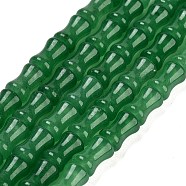 Natural Malaysia Jade Beads Strands, Dyed, Bamboo Stick, Green, 12~12.5x8mm, Hole: 1mm, about 32pcs/strand, 15.43 inch(39.2cm)(G-L600-A01-01C)