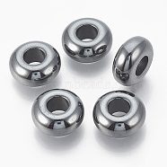 Synthetic Non-magnetic Hematite European Beads, Large Hole Beads, Rondelle, 14x6mm, Hole: 6mm(X-G-T094-11J)