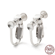 925 Sterling Silver Clip-on Earring Findings, Spiral Ear Clip, Screw Back Ear Components Non Pierced Earring Converter, Silver, 15x14mm(STER-M117-02S)