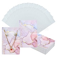 50Pcs Rectangle Hot Stamping Cardboard Paper Jewelry Display Cards, for Hanging Earring & Necklace, with 50Pcs OPP Cellophane Bags, Pink, Card: 9x6x0.04cm, Hole: 1.6mm(CDIS-CJ0001-04)