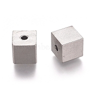 201 Stainless Steel Beads, Cube, Stainless Steel Color, 8x8x8mm, Hole: 2mm(STAS-M274-031P)