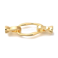 Brass Fold Over Clasps, Oval, Real 18K Gold Plated, 39mm, Oval: 22.5x12x1.5mm, Clasp: 13x7.3x6mm.(KK-K389-010G)