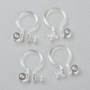 Plastic Clip-on Earring Findings, for Non-pierced Ears, Clear, 12x9x1.2mm, Hole: 0.8mm(KY-P001-10E)