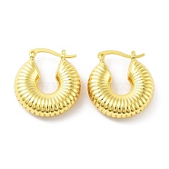 Brass Hoop Earrings, Real 18K Gold Plated, 28x8x25mm(KK-R150-04A)