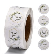 1 Inch Thank You Stickers, Self-Adhesive Kraft Paper Gift Tag Stickers, Adhesive Labels, for Festival, Christmas, Holiday Presents, with Word Thank You, White, Sticker: 25mm, 500pcs/roll(DIY-G013-A03)