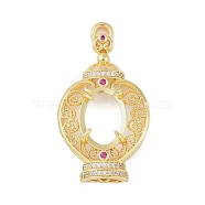 Brass Micro Pave Cubic Zirconia Pendant Cabochon Settings, Real 18K Gold Plated, Tray: 13X9.5mm, 42x23.5x8.5mm, Hole: 5X2mm(KK-U026-05G)