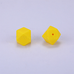 Hexagonal Silicone Beads, Chewing Beads For Teethers, DIY Nursing Necklaces Making, Yellow, 23x17.5x23mm, Hole: 2.5mm(SI-JX0020A-17)