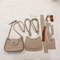 DIY Imitation Leather Crossbody Lady Bag Making Kits, Handmade Crochet Shoulder Bags Sets for Beginners, Antique White, Finish Product: 16x24x6cm(PW-WG56265-01)