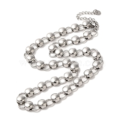 Handmade 304 Stainless Steel Necklaces, Flat Round Chains Necklaces, Stainless Steel Color, 16.26 inch(41.3cm)(NJEW-Q333-02C-01)