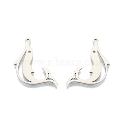 201 Stainless Steel Pendants, Dolphin, Stainless Steel Color, 26.5x16.5x1.5mm, Hole: 1.6mm(STAS-N098-103P)