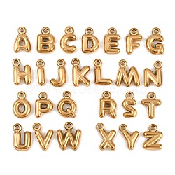 304 Stainless Steel Pendants, Letter A~Z Charms, Ion Plating(IP), Golden, 9.5~10x2.5~9x2.5mm, Hole: 1.2mm(STAS-S186-12-G01)