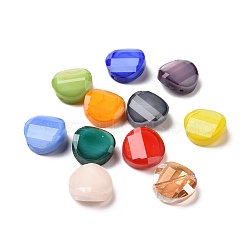 Imitation Jade Glass Beads, Flat Round, Mixed Color, 14x6.5mm, Hole: 1.2mm(GLAA-WH0029-03)