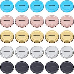 Fingerinspire Tinplate Coin Slot Bank Lids, Mason Jar Lid, Mixed Color, 7.2x1.4cm, 5pcs/color, 5 colors, 25pcs/set(FIND-FG0001-06)