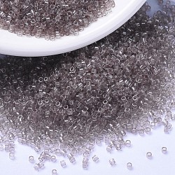 MIYUKI Delica Beads, Cylinder, Japanese Seed Beads, 11/0, (DB1416) Transparent Light Taupe, 1.3x1.6mm, Hole: 0.8mm, about 2000pcs/bottle, 10g/bottle(SEED-JP0008-DB1416)