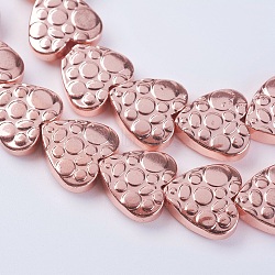 Electroplate Non-magnetic Synthetic Hematite Beads Strands, Heart, Grade AA, Rose Gold Plated, 10x10.5x3mm, Hole: 0.5mm, about 44pcs/strand, 15.9 inch(G-K250-08B-09RG)