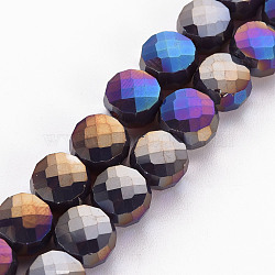 Transparent Electroplate Glass Beads Strands, AB Color Plated, Faceted, Flat Round, Gray, 8x5mm, Hole: 1.5mm, about 72~73pcs/strand, 20.87 inch(53cm)(EGLA-N007-002-A06)