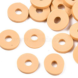 Handmade Polymer Clay Beads, for DIY Jewelry Crafts Supplies, Disc/Flat Round, Heishi Beads, Moccasin, 8x1mm, Hole: 2mm, about 13000pcs/1000g(CLAY-Q251-8.0mm-54)