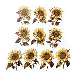 10Pcs 5 Styles Flower PET Waterproof Stickers, Floral Self-Adhesive Decals for DIY Scrapbooking, Photo Album Decoration, Gold, 123~130x89~95x0.2mm, 2pcs/style(STIC-C004-01D)