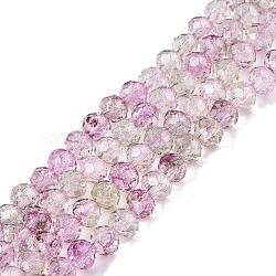 Transparent Glass Beads Strands, Faceted(32 Facets), Rondelle<P>Please Note: Because these beads are made in different batches, the color could be slightly different from one batch of beads to the next, Violet, 4x3.5mm, Hole: 0.8mm, about 115~120pcs/strand, 16.54~17.4''(42~43.5cm)(X-GLAA-T023-4mm-A16)