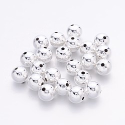 Brass Beads, Seamless Round Beads, Nickel Free, Silver Color, Size: about 8mm in diameter, hole: 2mm(X-ECR8MM-S)