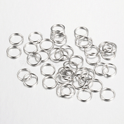 Iron Open Jump Rings, Round, Nickel Free, Platinum, 10x1.0mm, 18 Gauge, Inner Diameter: 8mm, about 5600pcs/1000g(IFIN-A018-10mm-P-NF)