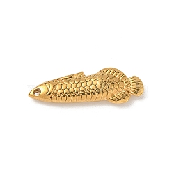 304 Stainless Steel Pendants, Fish Charms, Golden, 27.5x9.5x4.5mm, Hole: 1.2mm(STAS-C138-05B-G)