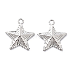 Anti-Tarnish 304 Stainless Steel Pendants, Star Charm, Stainless Steel Color, 20x17.5x2.5mm, Hole: 2mm(STAS-R130-53P)