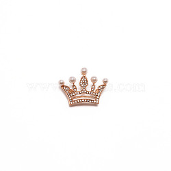 Crystal Rhinestone Crown Brooch, Exquisite Alloy Rhinestone Lapel Pin for Shirts Dresses, Light Gold, 29x40x12mm(JEWB-WH0022-26)