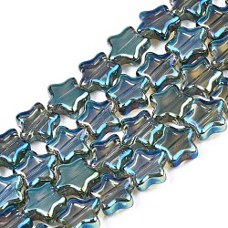 Electroplate Glass Beads Strand, AB Color, Star, Teal, 8.5x9x3mm, Hole: 0.8mm, about 79~80pcs/strand, 24.80 inch~ 25.20 inch(63~64cm)(EGLA-S188-17-B01)