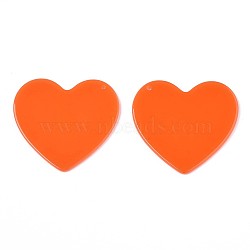 Translucent Cellulose Acetate(Resin) Pendants, Solid Color, Heart, Orange Red, 38x41x2mm, Hole: 1.4mm(KY-T040-31D)