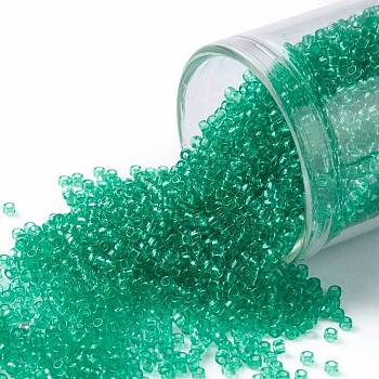 TOHO Round Seed Beads, Japanese Seed Beads, (72) Transparent Beach Glass Green, 15/0, 1.5mm, Hole: 0.7mm, about 3000pcs/bottle, 10g/bottle