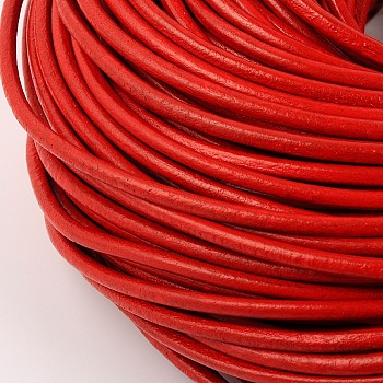 Leather Beading Cord, Cowhide Leather, DIY Necklace Making Material, Red, 3mm, about 109.36 yards(100m)/bundle