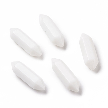 Glass Beads, No Hole, Bullet, White, 22~23x6x6mm