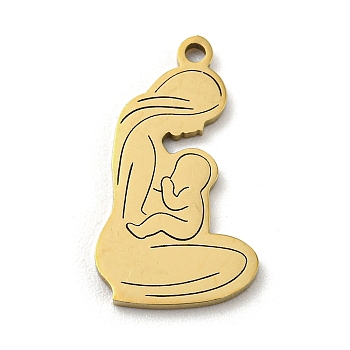 Mother's Day 201 Stainless Steel Pendants, Pregnant Woman Charm, Golden, 17x10x1mm, Hole: 1.2mm, 5pcs/bag
