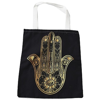 Canvas Tote Bags, Reusable Polycotton Canvas Bags, for Shopping, Crafts, Gifts, Hamsa Hand, 59cm