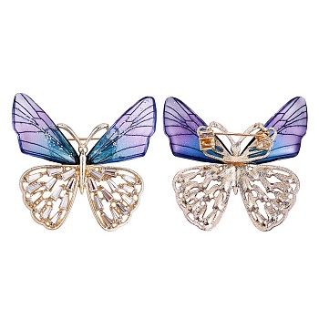 Crystal Rhinestone Butterfly Brooch Pin, Cute Animal Alloy Badge for Clothes Suits Jacket Backpack, Golden, 38x36mm