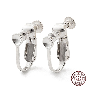925 Sterling Silver Clip-on Earring Findings, Spiral Ear Clip, Screw Back Ear Components Non Pierced Earring Converter, Silver, 15x14mm