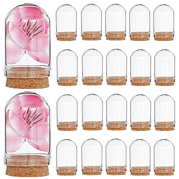 Glass Dome Cloche Cover, Bell Jar, with Cork Base, For Doll House Container, Dried Flower Display Decoration, Clear, 36.5x22mm, 20pcs/box