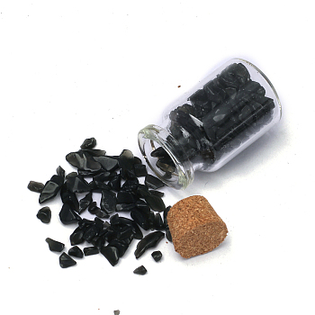 Natural Obsidian Chip Healing Crystals Wishing Bottles, Wicca Gem Stones for Energy Balancing Meditation Therapy, 22x40mm