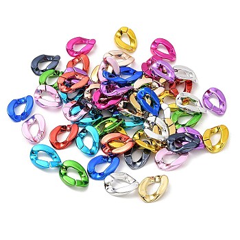 UV Plated Acrylic Linking Rings, Quick Link Connectors, Oval, Mixed Color, 29.5x20.5x6mm, Inner Diameter: 16x8mm
