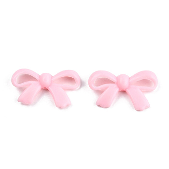 Opaque Acrylic Beads, Bowknot, Pink, 18x30x5.5mm, Hole: 1.6mm, about 600pcs/500g