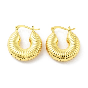 Brass Hoop Earrings, Real 18K Gold Plated, 28x8x25mm