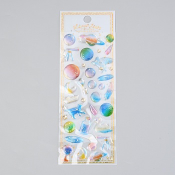 Epoxy Resin Sticker, for Scrapbooking, Travel Diary Craft, Planet Pattern, 0.5~3x0.5~2.1cm