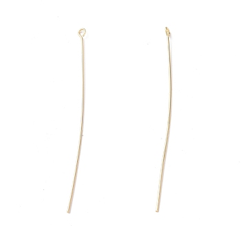 Brass Eye Pins, for Jewelry Making, Real 18K Gold Plated, 18 Gauge, 70x3.5mm, Hole: 1mm