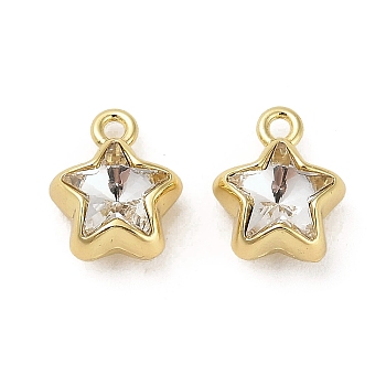 Alloy Rhinestone Pendants, Star, Golden, 12x10x7mm, Hole: 1.5mm